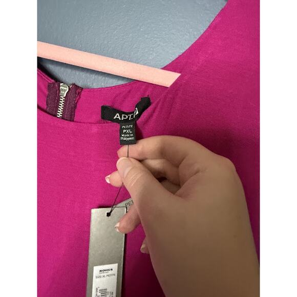 NWT Apt 9 Petite Dress Women's Size XL Pink Zip Up Throw on Dress No Sleeves - Picture 4 of 9